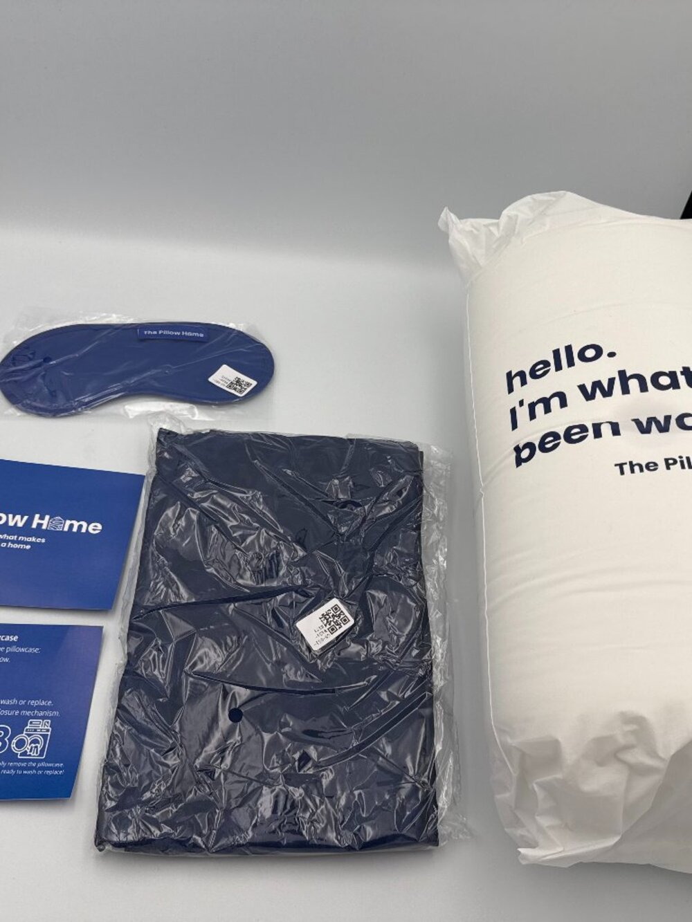 The Pillow Home CozyRest Memory Foam Pillow Set Navy Case Eye Mask